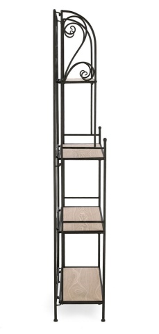 Raft Guenda cu 4 polițe, din metal și MDF, negru, 59x28x167 cm - Img 4