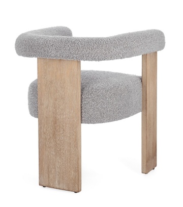 Scaun cu brațe, din material textil buclat, Natural/Gri, 70x60x71 cm - Img 2