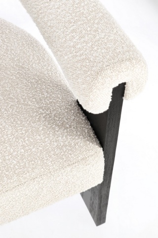 Scaun cu brațe, din material textil buclat, Negru/crem, 70x60x71 cm - Img 8