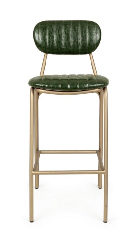 Scaun de bar Addy, căptușit, cu ținte, din piele ecologică, verde închis, 41x51x100 cm - Img 3