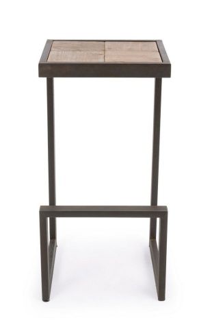 Scaun de bar Nordic din metal și lemn de brad, 36x32x70 cm - Img 3