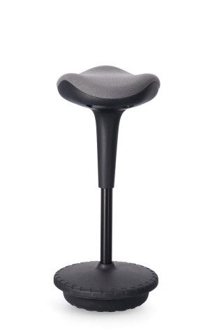 Scaun de bar reglabil pe înălțime, tapițat cu poliester, gri, diametru 34 cm - Img 3