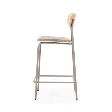 Scaun de bar Skoladin lemn de frasin taupe 95 cm - Img 3