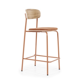 Scaun de bar Skoladin lemn de frasin teracota 95 cm - Img 9