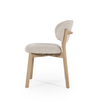 Scaun Mikky Tesatura taupe si lemn de stejar natural - Img 3