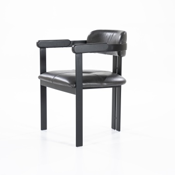 Scaun Morris din piele si metal negru - Img 2