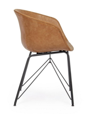 Scaun Nordic din piele ecologică, maro, 59 x 54.5 x 80 cm - Img 5