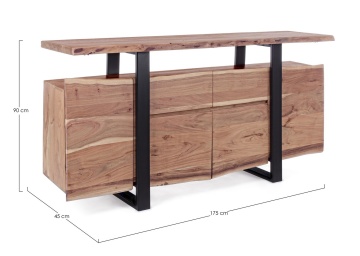 Servanta Artur cu 4 uși și 2 sertare, din lemn de acacia, 175x45x90 cm - Img 2