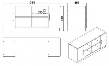 Servanta din pal melaminat Vario F alba 139,8x61,8x46,3 cm - Img 6
