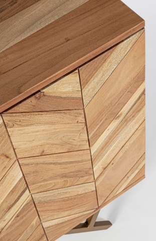 Servanta Raida, 140 cm, cu 2 uși, din lemn de acacia, stil vintage, 140x40x76 cm - Img 6