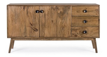 Servanta Sylvester, stil vintage, cu 2 uși și 3 sertare, din lemn de mango, 150x40x80 cm - Img 3