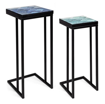Set 2 măsuțe cafea Reef, cu cadru metalic vopsit epoxidic