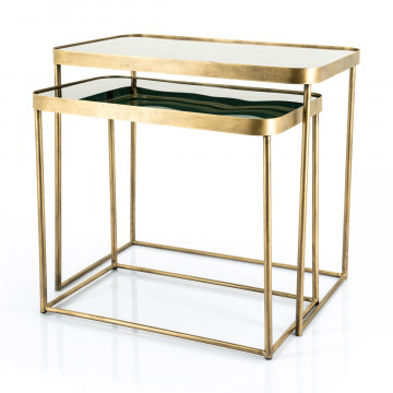 Set 2 masute de cafea dreptunghiulare Botea 55,5x35x52 cm / 49,5x30,5x44,5 cm - Img 1