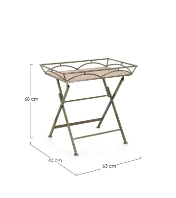 Set 2 Măsuțe de cafea Guenda pliabile, din oțel și MDF, vopsit epoxidic, verde închis, 63x40x60 cm - Img 2