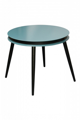 Set 2 masute de cafea rotunde din lemn de plop Suri 40x40x44 cm petrol/negru - Img 2