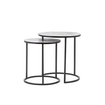 Set 2 masute de cafea rotunde din metal Setto 49x49x52 cm gri - Img 1