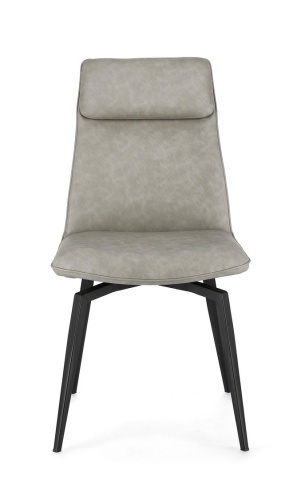 Set 2 scaune Lawrence, piele ecologică și picioare din oțel vopsit, taupe, 48x64x92 cm - Img 3