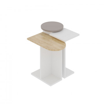 Set 3 masute de cafea Mund 51cm, 30 cm, 27 cm alb, stejar, moca