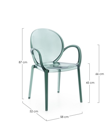 Set 4 scaune Camilla Mint din policarbonat transparente - Img 3