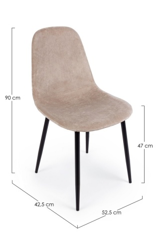 Set 4 scaune Irelia, din catifea, Taupe, 52,5x42,5x90 cm - Img 3