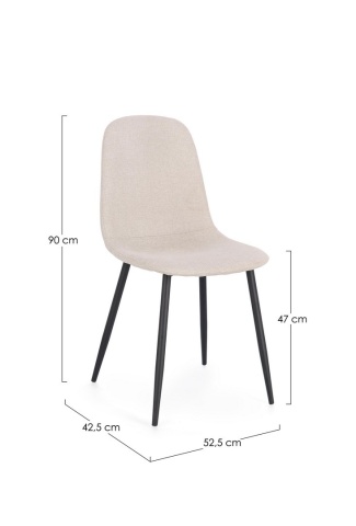 Set 4 scaune Irelia, din poliester, Negru/Bej, 52,5x42,5x90 cm - Img 3