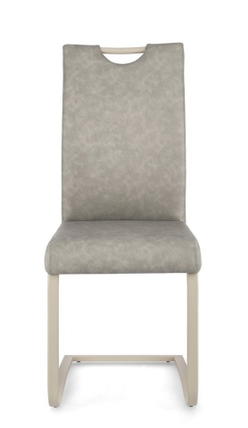 Set 4 scaune Kenneth, din piele ecologică și oțel vopsit electrostatic, Taupe, 42x56x102 cm - Img 3