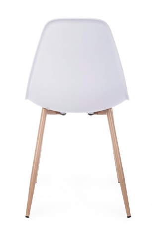 Set 4 scaune Mandy, șezut polipropilenă alb și picioare metalice aspect lemn natur, 53x46x82 cm - Img 4
