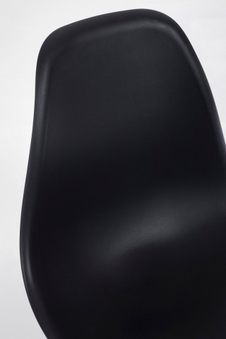 Set 4 scaune Mandy, șezut polipropilenă negru și picioare metalice aspect lemn natur, 53x46x82 cm - Img 6