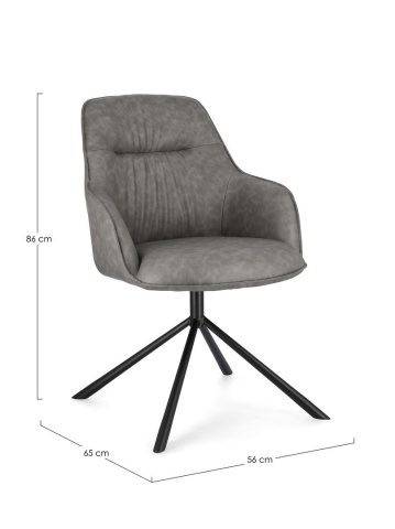Set de 2 fotolii Grant din piele ecologică, gri, 59x65x86 cm - Img 2