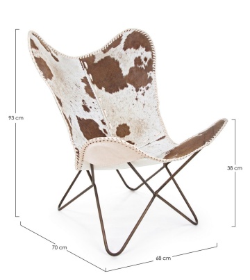Set de 2 fotolii stil nordic, din piele naturală și oțel, 68x70x93 cm - Img 2