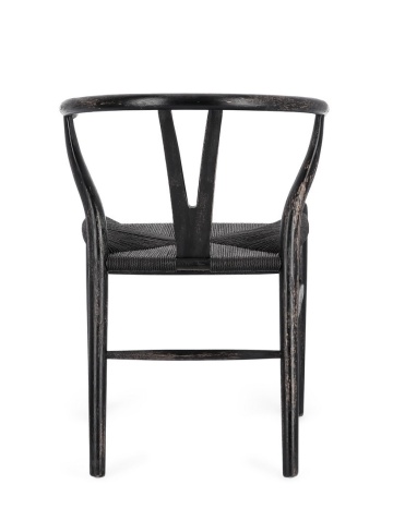 Set de 2 Scaun din lemn de fag cu șezut împletit, natural/negru, 50 x 49.5 x 77 cm - Img 5