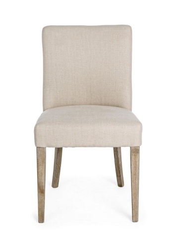 Set de 2 scaune Beatriz, cu ținte metalice, tapițerie din in, natur, 48x57x88 cm - Img 3