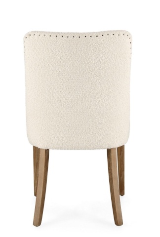 Set de 2 scaune Beatriz, cu ținte metalice, tapițerie din poliester cu efect buclé, natur, 48x57x88 cm - Img 4