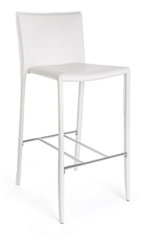 Set de 2 scaune de bar Catherine, din piele ecologică și metal, albe, 52x46x105 cm