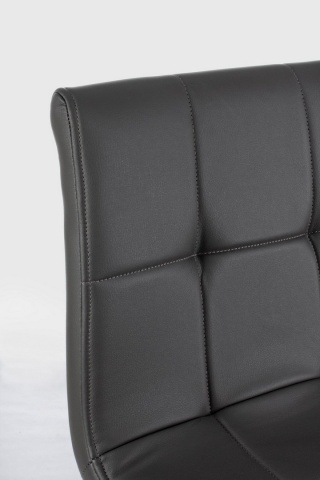 Set de 2 scaune de bar din piele ecologică, cu picioare din oțel cu aspect de lemn, gri închis, 46x40x108 cm - Img 3