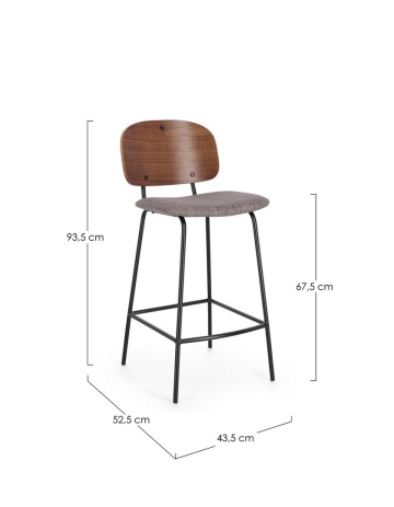 Set de 2 scaune de bar vintage din oțel și textil, gri - Img 3