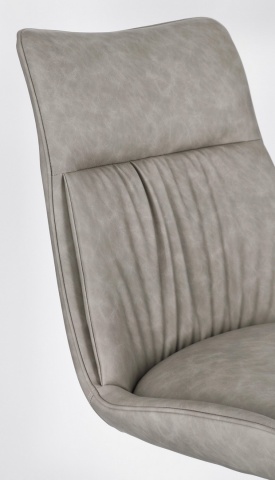 Set de 2 scaune din piele ecologică și oțel vopsit electrostatic, Taupe, 50 x 64 x 86 cm - Img 6