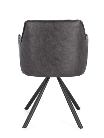 Set de 2 scaune pivotante din piele ecologică, gri, 59.5x61x84 cm - Img 4