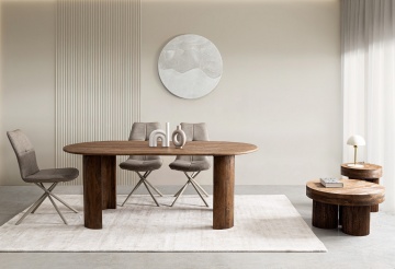 Set de 2 scaune, șezut din piele ecologică, picioare din oțel vopsit epoxidic, Taupe - Img 15