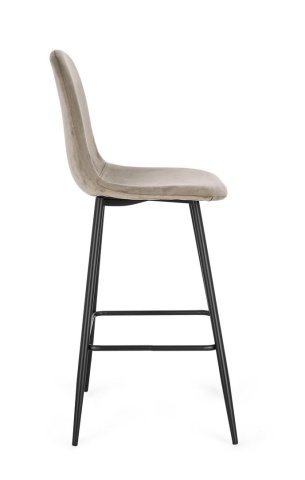 Set de 4 scaune de bar Irelia, cu picioare din oțel negru și tapițerie catifea taupe, 75 cm - Img 5