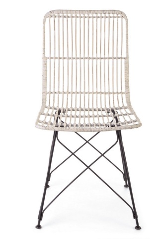 Set de 4 scaune din țesătură Kubu și metal, Alb / Negru Mat, 45x55x85 cm - Img 3