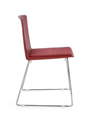 Set de 4 scaune Giulia, din plastic cu șezut tapițat și picioare din oțel cromat, roșu, 43.5x50x79 cm - Img 6