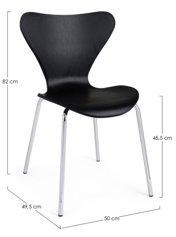 Set de 4 scaune moderne Tessa, plastic și metal, negru - Img 2
