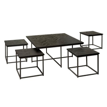 Set masute cafea din lemn masiv negru de la 40 cm
