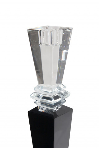 Suport lumanare din sticla de cristal Lavenda I, negru - Img 2