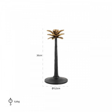 Suport lumanare palmier din metal Amora, negru/gold - Img 3