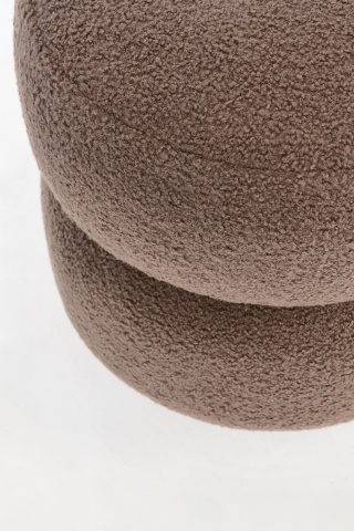 Taburet rotund Gabby, poliester cu efect buclat, Maro, diametru 41 x înălțime 39 cm - Img 2
