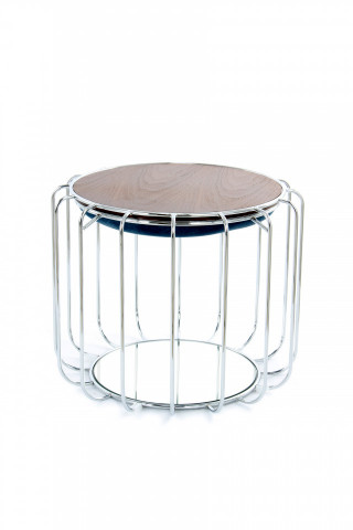 Taburet tapitat/masuta de cafea rotund/a Comfortable 50x50x45 cm albastru - Img 2