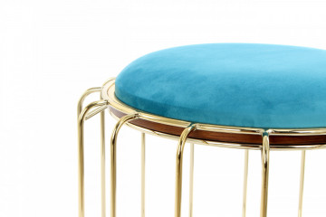 Taburet tapitat/masuta de cafea rotund/a Comfortable 50x50x45 cm turcoaz - Img 5