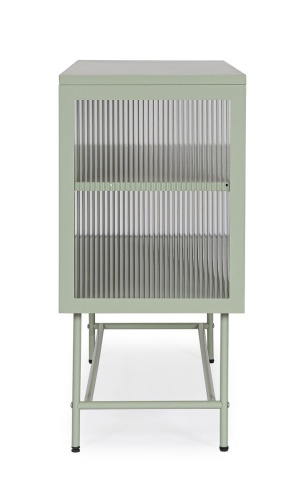 Vitrina Carey, 2 uși, din oțel, verde salvie, 110x43x90 cm - Img 4